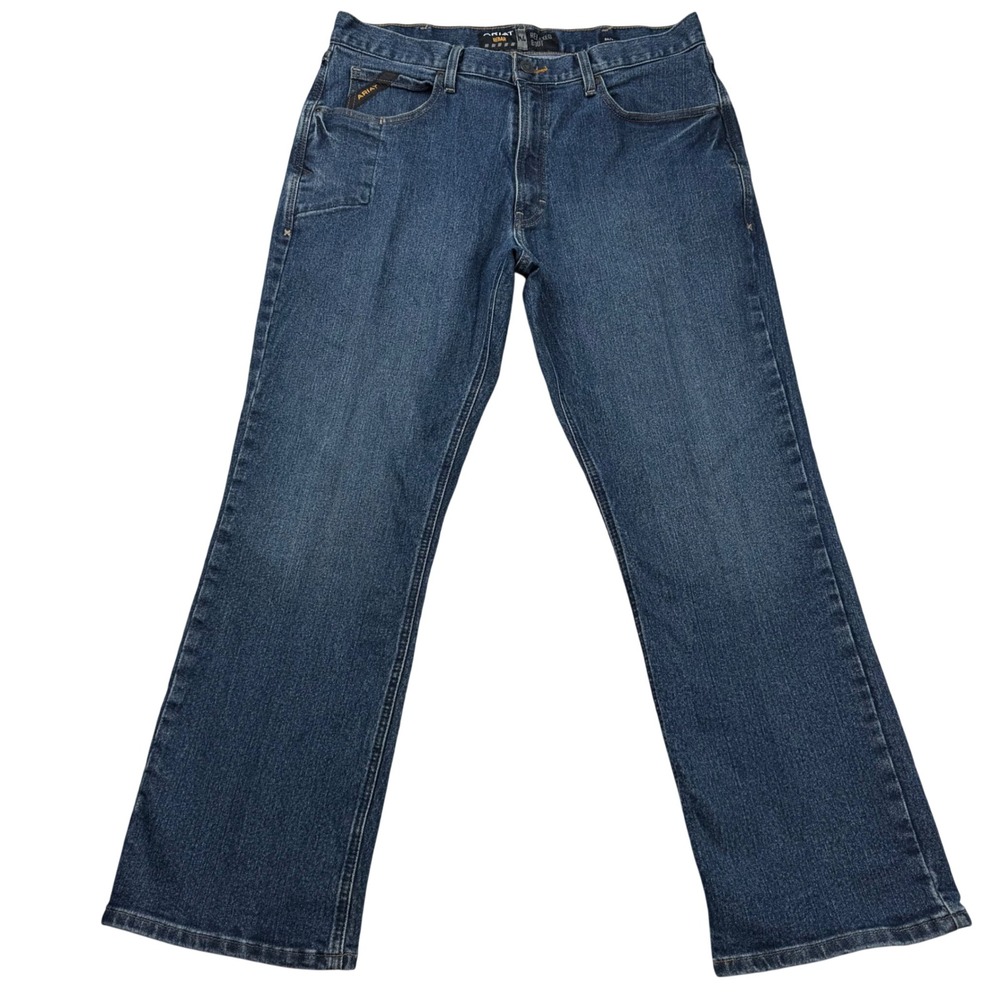 Ariat Rebar M4 Relaxed Boot Cut Jeans Mens 34x30 Dark Wash Denim Work Pants